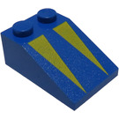 LEGO Blauw Helling 2 x 3 (25°) met Geel Triangles met ruw oppervlak (3298)