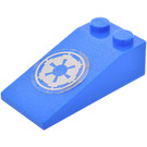 LEGO Blue Slope 2 x 4 (18°) with Star Wars imperial logo Sticker (30363)