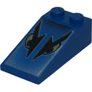 LEGO Blue Slope 2 x 4 (18°) with Two Eye Pattern (30363)