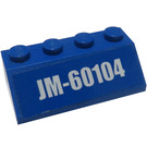 LEGO Blau Steigung 2 x 4 (45°) mit JM-60104 Aufkleber mit rauer Oberfläche (3037)