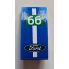 LEGO Blue Slope 2 x 4 Curved with Ford Logo, White Stripe and '66' Sticker (93606)