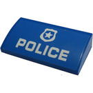 LEGO Blue Slope 2 x 4 Curved with Police Badge and "POLICE" Sticker with Bottom Tubes (88930)