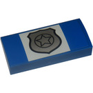LEGO Bleu Pente 2 x 4 Incurvé avec Police Badge Autocollant avec tubes inférieurs (88930)