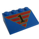 LEGO Blue Slope 3 x 4 (25°) with "1" (3297)
