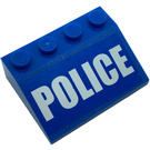 LEGO Blue Slope 3 x 4 (25°) with 'POLICE' Sticker (3297)