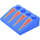 LEGO Blauw Helling 3 x 4 (25°) met Rood/Geel Triangles (3297)