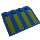 LEGO Blue Slope 3 x 4 (25°) with Yellow Stripes (3297)