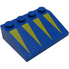 LEGO Blue Slope 3 x 4 (25°) with Yellow Triangles (3297)
