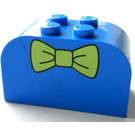 LEGO Blauw Helling Steen 2 x 4 x 2 Gebogen met bow tie Decoratie (4744)