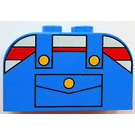 LEGO Blauw Helling Steen 2 x 4 x 2 Gebogen met Striped Shirt en Coveralls (4744 / 83166)