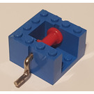 LEGO Blauw Snaar Reel Winch 4 x 4 x 2 met Rood Drum en Metaal Handvat