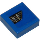 LEGO Blue Tile 1 x 1 with Grille (Model Left Side) Sticker with Groove (3070)
