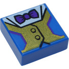 LEGO Blue Tile 1 x 1 with Waistcoat and bowtie with Groove (3070 / 34190)