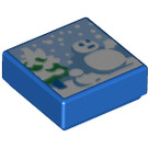 LEGO Blue Tile 1 x 1 with Winter Snowman with Groove (3070 / 79882)