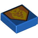 LEGO Blau Fliese 1 x 1 mit Gelb King Symbol mit Nut (3070 / 24433)