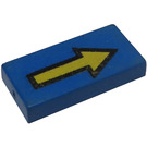LEGO Blue Tile 1 x 2 with Arrow Long with Black Border with Groove (3069)