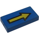 LEGO Blue Tile 1 x 2 with Arrow Long with Black Border with Groove (3069 / 80533)