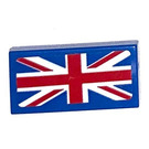 LEGO Blue Tile 1 x 2 with British Flag Sticker with Groove (3069)