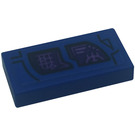 LEGO Blue Tile 1 x 2 with Dark Purple Monitor Screen (Left) Sticker with Groove (3069)
