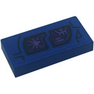 LEGO Blue Tile 1 x 2 with Dark Purple Monitor Screen (Right) Sticker with Groove (3069)