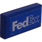 LEGO Blauw Tegel 1 x 2 met FedEx logo Sticker met groef (3069)