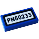 LEGO Blue Tile 1 x 2 with PN60233 Sticker with Groove (3069)
