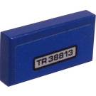 LEGO Blauw Tegel 1 x 2 met TR 38813 License Plaat Sticker met groef (3069)