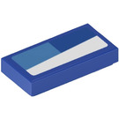 LEGO Blauw Tegel 1 x 2 met Wit en Azure Shapes Sticker met groef (3069)
