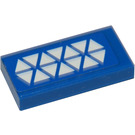 LEGO Blau Fliese 1 x 2 mit Weiß Triangles Aufkleber mit Nut (3069)