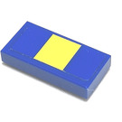 LEGO Blauw Tegel 1 x 2 met Geel Stripe Aan Blauw Sticker met groef (3069)