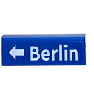 LEGO Blue Tile 1 x 3 with "Berlin" and Arrow Sticker (63864)
