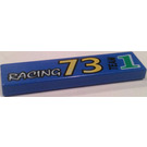 LEGO Blue Tile 1 x 4 with "73" (2431)