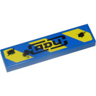 LEGO Blue Tile 1 x 4 with ADU and Yellow Stripes right Sticker (2431 / 91143)