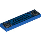 LEGO Blu Piastrella 1 x 4 con Nero Griglia e Argento Attached Chains (2431 / 33684)