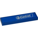 LEGO Blue Tile 1 x 4 with "Castrol" Right Sticker (2431)