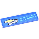 LEGO Blue Tile 1 x 4 with Chevrolet Emblem and Blue Stripes Left and ‚5‘ (lower Part) Sticker (2431)
