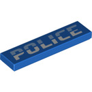 LEGO Blauw Tegel 1 x 4 met Licht Blauw/Wit 'Politie' (2431 / 73643)