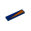 LEGO Bleu Tuile 1 x 4 avec Orange Triangle (Model Droite) Autocollant (2431)