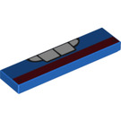 LEGO Blue Tile 1 x 4 with Teeth and Dark Red Stripe  (9479) (2431 / 72159)