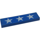 LEGO Blue Tile 1 x 4 with Three White Stars (2431 / 81608)