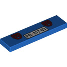 LEGO Blue Tile 1 x 4 with Tow Hooks and 'PN 217-63' (2431 / 72169)