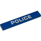 LEGO Blue Tile 1 x 6 with Police Sticker (6636)