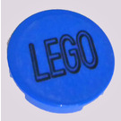 LEGO Blue Tile 2 x 2 Round with Black 'LEGO' Sticker with Bottom Stud Holder (14769)