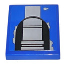 LEGO Blue Tile 2 x 2 with Black and Gray Front Decor Sticker with Groove (3068)