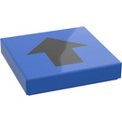 LEGO Blue Tile 2 x 2 with Black Arrow with Groove (3068)