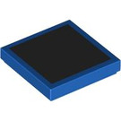 LEGO Blue Tile 2 x 2 with Black Rectangle with Groove (3068 / 103641)