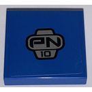LEGO Blau Fliese 2 x 2 mit Blau PN 10 Aufkleber mit Nut (3068)