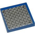 LEGO Blue Tile 2 x 2 with Checker Plate Sticker with Groove (3068)