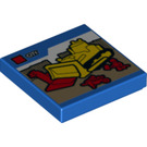 LEGO Blue Tile 2 x 2 with City Bulldozer Set Box with Groove (3068 / 21905)