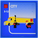 LEGO Blue Tile 2 x 2 with City Truck Set Box Sticker with Groove (3068)